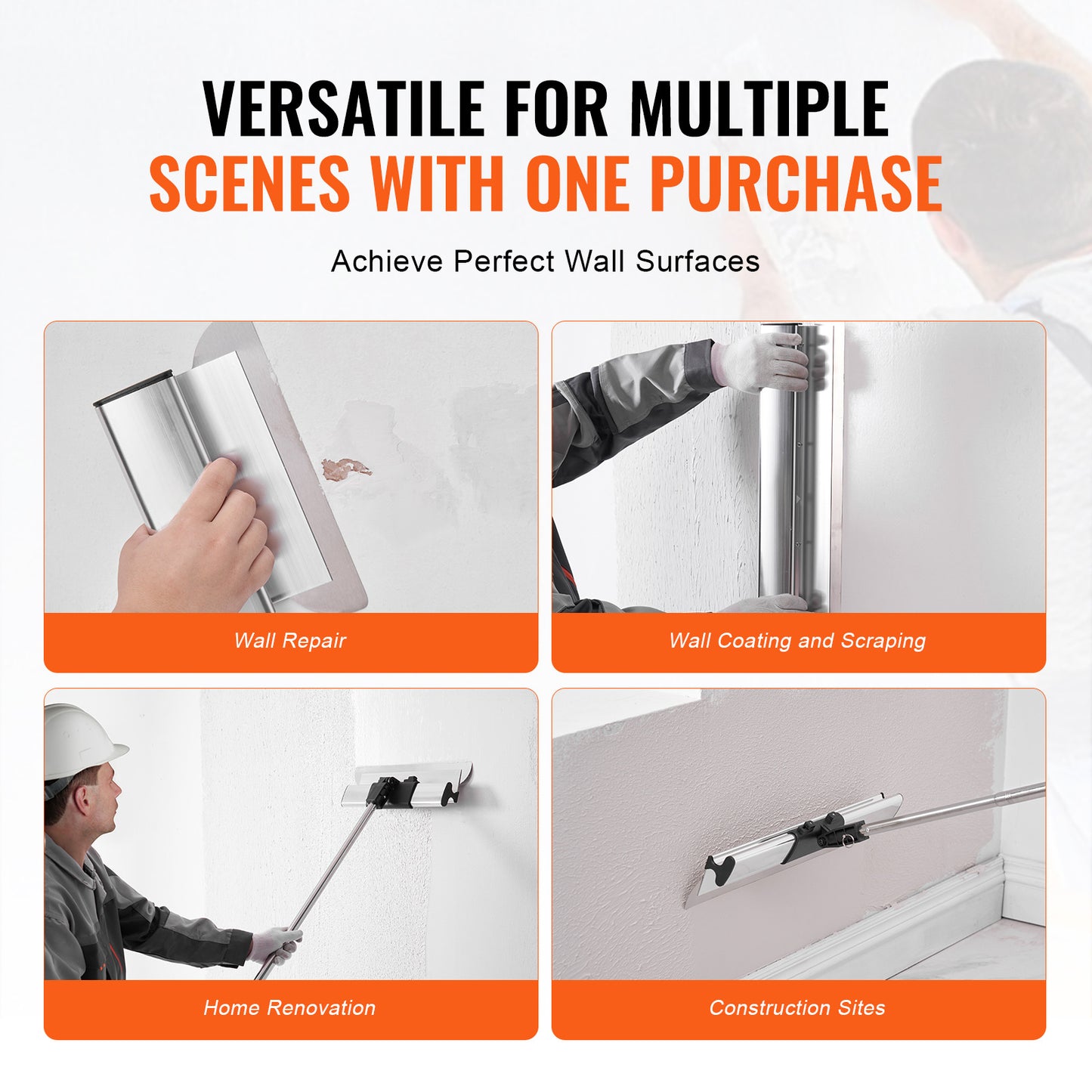 Plamuurmes – Plamuurmessen – Spatel – Vlakspatel – Afwerkmes – RVS Bladen 0,5 mm – Verstelbare Telescopische Steel 86-207 cm