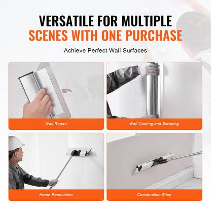 Plamuurmes – Plamuurmessen – Spatel – Vlakspatel – Afwerkmes – RVS Bladen 0,5 mm – Verstelbare Telescopische Steel 86-207 cm