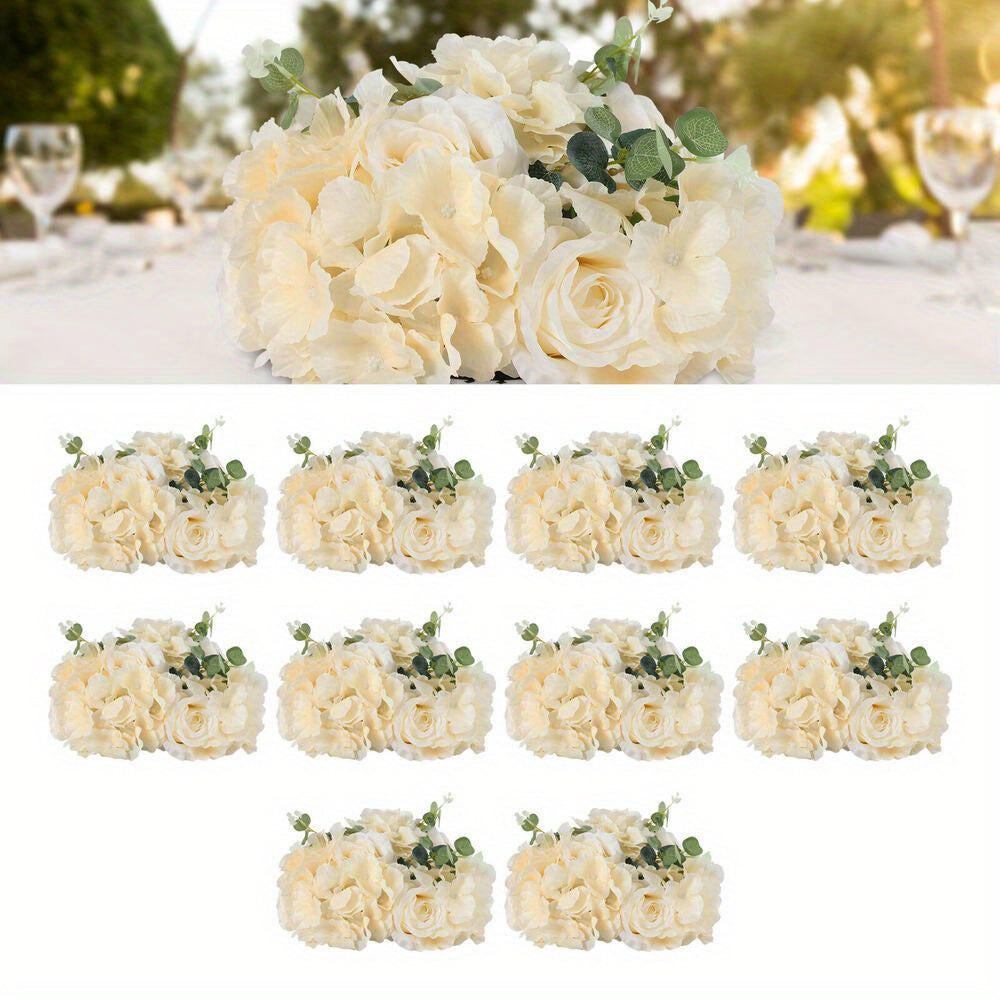 Champagne Kunstrozen – Kunstbloemen – Neprozen – Bloemstukken – Bloemdecoratie – 10 Stuks – 40x40x20 cm – Onderhoudsvrij – Herbruikbaar