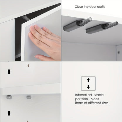 Opbergkast – Kast – Dressoir – Buffetkast – Vitrinekast – Wit met Houten Poten – Vrijstaand – Verstelbare Planken