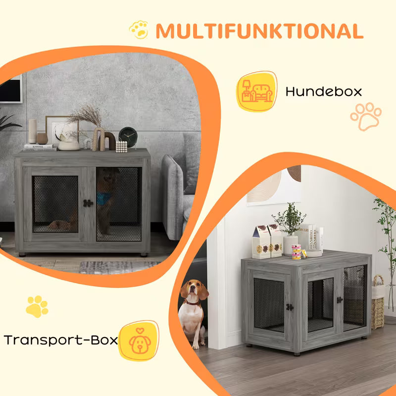 Hondenbench – Hondenkooi – Puppybench – Hondenhuis – Hondenhok – Grijs – Met Opbergruimte – Waterbestendig Kussen
