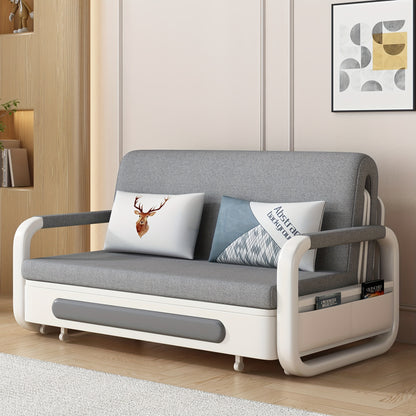 Slaapbank – Slaapbankbed – Bedbank – Slaapbank Met Opbergruimte – Slaapbank Slaapfunctie – 150 cm – Donkergrijs Wit – Opbergruimte Onder Zitting