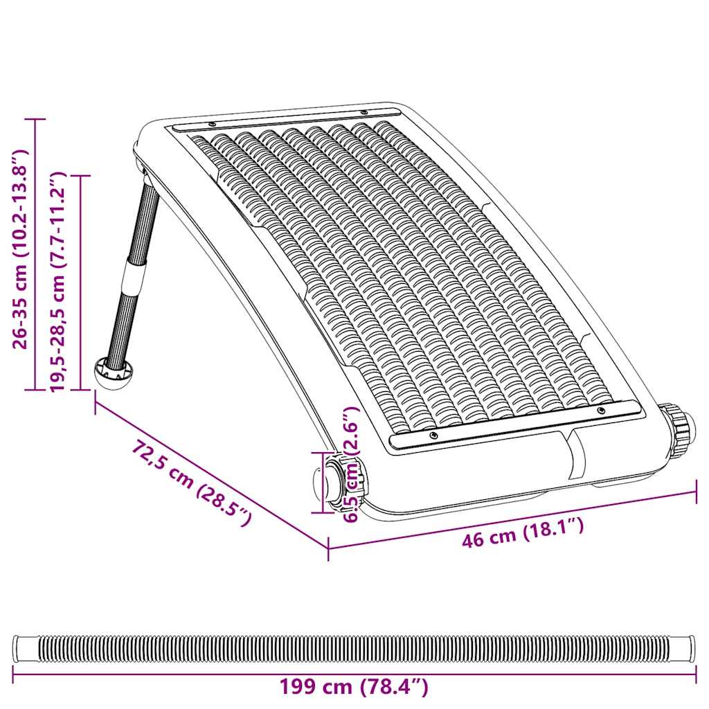 Zonne-energie verwarmingspanelen zwembad – zonnecollectoren – zwembadverwarming – zonneboiler – zonne-waterverwarmer – 72,5 x 46 cm – duurzaam weerbestendig design – verstelbare poten voor optimale zoninstraling