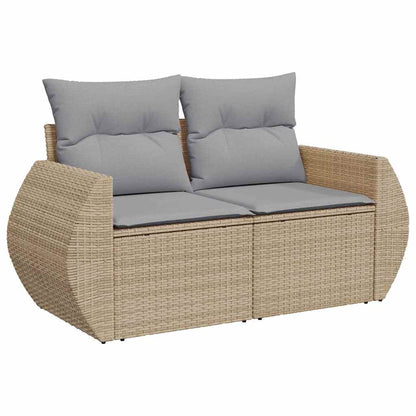 Tuinbank Set – Loungeset – Buitenbank – Terrasbank – Rattan Bank – Beige Lichtgrijs – Weerbestendige Kussens – Comfortabel Voor 5-6 Personen