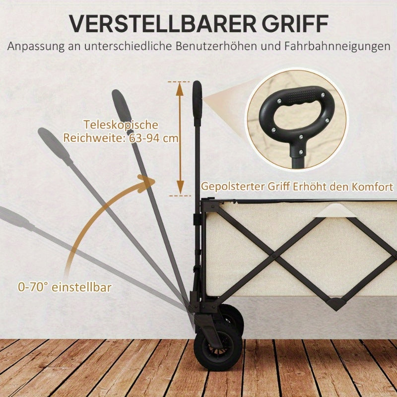 Tuinkar – Opvouwbare Kar – Bolderkar – Transportkar – Tuinwagen – 138 Liter Inhoud – Draagvermogen 100 kg
