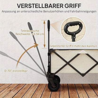 Tuinkar – Opvouwbare Kar – Bolderkar – Transportkar – Tuinwagen – 138 Liter Inhoud – Draagvermogen 100 kg