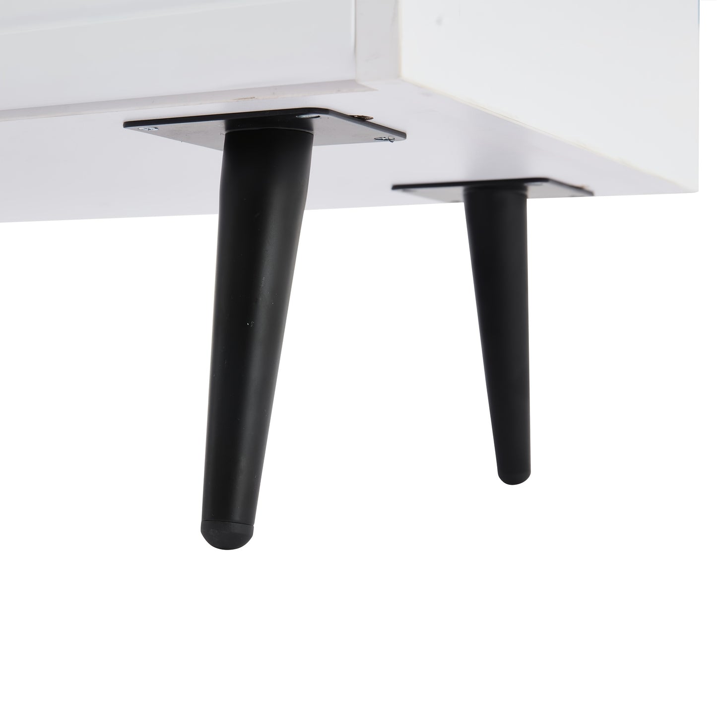 Modern White TV Stand with 2 Drawers & 6 Legs - Sturdy Metal Frame, 2-Tier Design for 75-Inch TVs, Space-Saving Living Room Furniture, No Power Needed, Easy Assembly, Durable & Stylish Storage Solution, Tv Table for Living Ro
