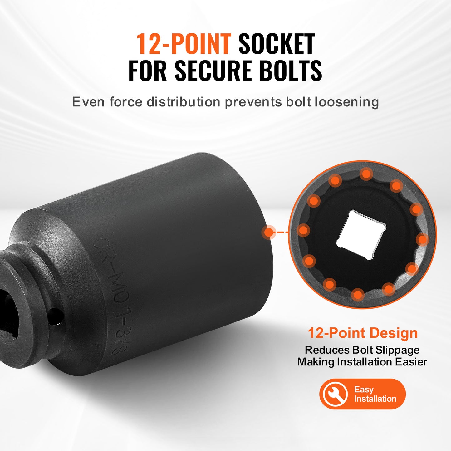 Impact doppen set 1/2" – Wielmoerdoppen – Slagmoerdoppen – Diepe doppen – Rateldoppen – 8-delig met 12-punts ontwerp – Slagvast chroom-molybdeen staal