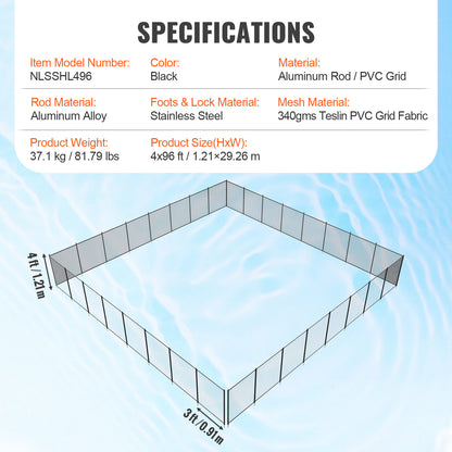 Zwembadhek – Zwembadafsluiting – Pool Fence – Veiligheidshek – Zwembadomheining – 4 x 29,26 Meter – Aluminium Frame Met Teslin PVC Mesh