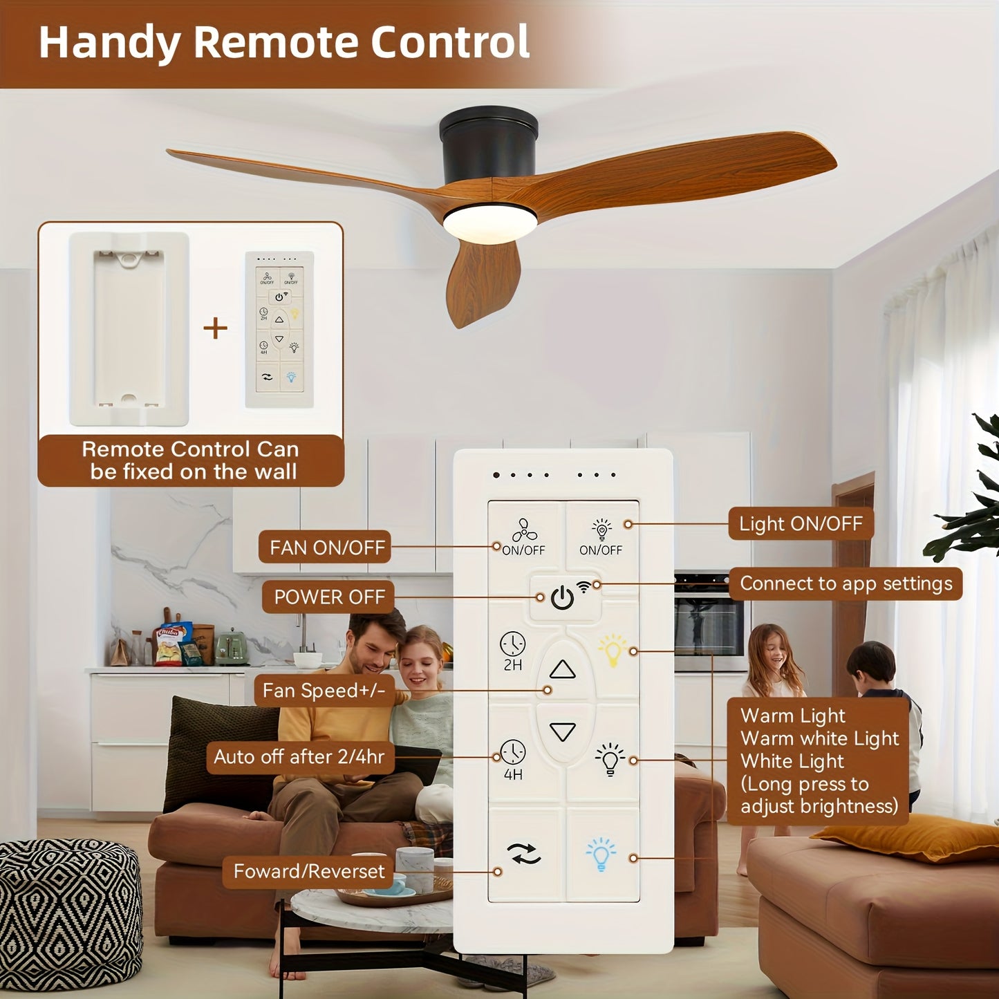 Plafondventilator – Ventilator Met Licht – Plafondlamp Ventilator – Slaapkamer Ventilator – Woonkamer Ventilator – 132 cm 3 Bladen – 18W Dimbaar Met Afstandsbediening