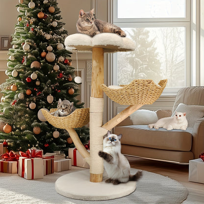 Krabpaal – Kattenkrabpaal – Kattenboom – Krabmeubel – Krabton – 111 cm Hoog – Stevige Basis 60 cm Diameter – Duurzaam Sisal en Hout