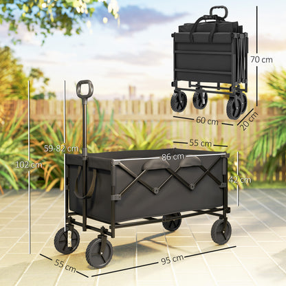 Opvouwbare Tuinwagen – Tuinkar – Transportkar – Opbergtrolley – Bolderkar – 160 Liter Laadruimte – 100 kg Draagvermogen – Zwart
