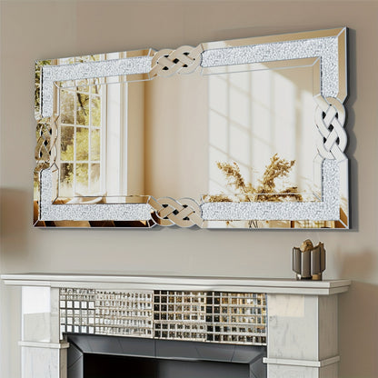 Wandspiegel – Muurspiegel – Decoratieve Spiegel – Luxe Spiegel – Rechthoekige Spiegel – 120x60 cm – Kristal Diamantinleg