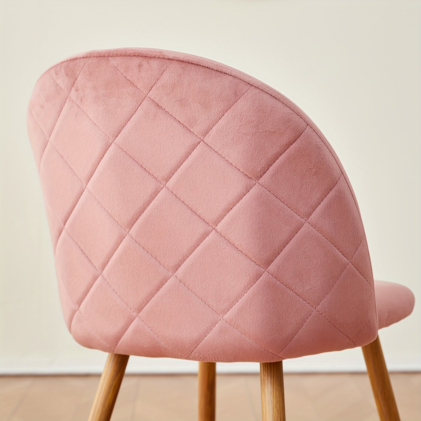 Eetkamerstoel – Stoel – Armstoel – Keukenstoel – Bureaustoel – Set van 4 – Roze Suède Bekleding – Beukenhouten Poot