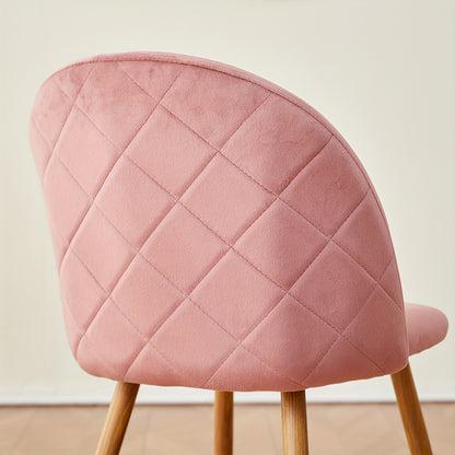 Eetkamerstoel – Stoel – Armstoel – Keukenstoel – Bureaustoel – Set van 4 – Roze Suède Bekleding – Beukenhouten Poot
