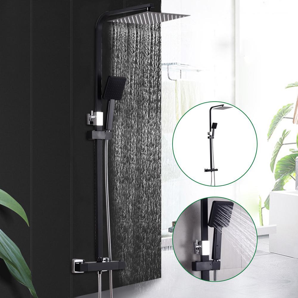 25CM Constant-Temperature Black Shower Set