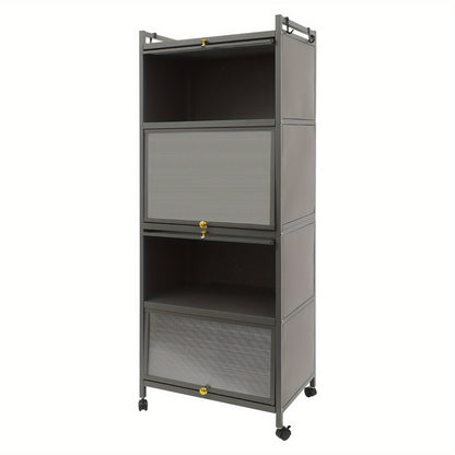 Opbergkast – Opbergrek – Stellingkast – Kast – Opbergmeubel – 5-laags – Carbonstaal & Kunststof – Extra Hoog Met Remwielen