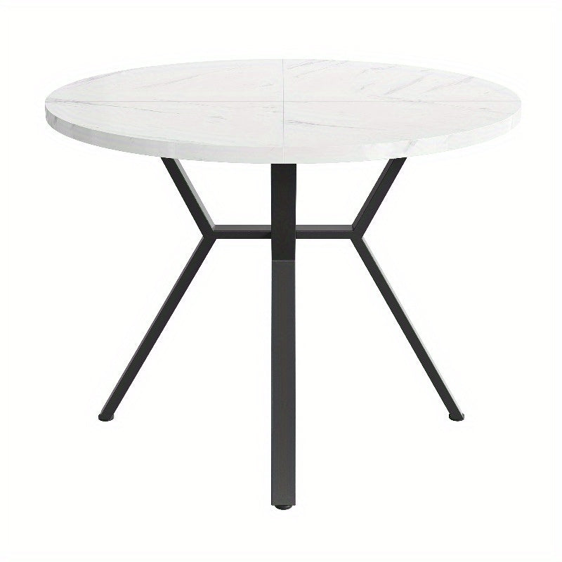 Ronde Marmeren Eettafel – Salontafel – Tafel – Woonkamer Tafel – Design Tafel – Metaal Onderstel – Duurzaam & Stevig – 100 cm – Zwart