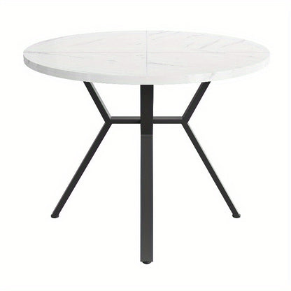 Ronde Marmeren Eettafel – Salontafel – Tafel – Woonkamer Tafel – Design Tafel – Metaal Onderstel – Duurzaam & Stevig – 100 cm – Zwart