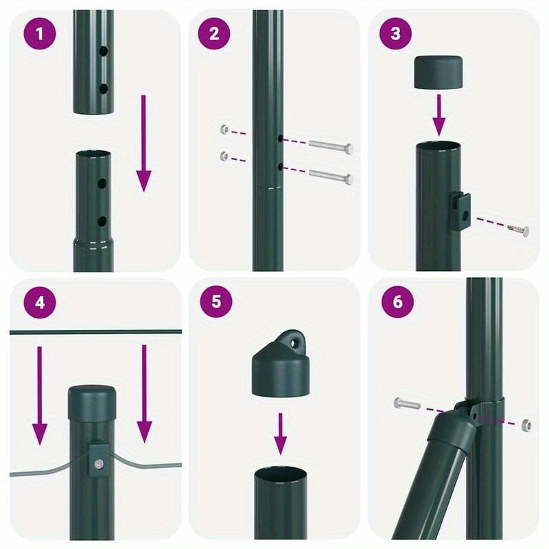 Tuinpalen – Hekpalen – Omheiningspalen – Tuinafzetting – Tuinpalen Set – Gegalvaniseerd Staal – 180 cm – 32 mm – Stevig en Duurzaam – Makkelijk te Installeren – Groen – Set van 7