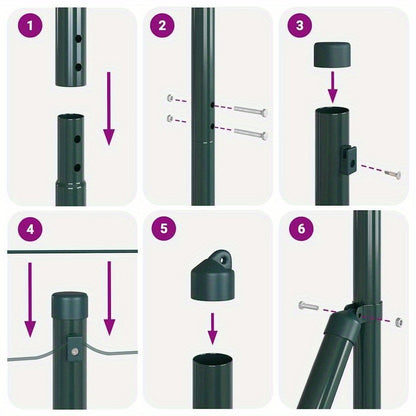 Tuinpalen – Hekpalen – Omheiningspalen – Tuinafzetting – Tuinpalen Set – Gegalvaniseerd Staal – 180 cm – 32 mm – Stevig en Duurzaam – Makkelijk te Installeren – Groen – Set van 7