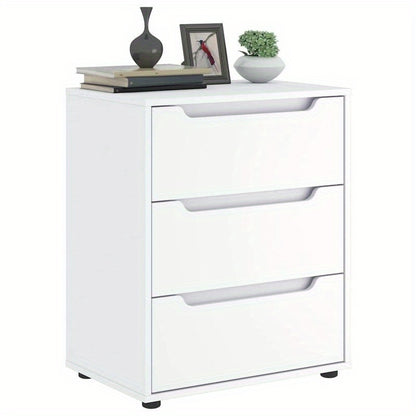 Visnes Blanc 60x40x73cm Wooden Storage Cabinet - Freestanding 3-Tier Shelf with Lockable Drawers, Modern Minimalist Design for Home Office, Bedroom, Living Room - High-Quality Wood, Easy Assembly, Storage Furniture, Minimalis