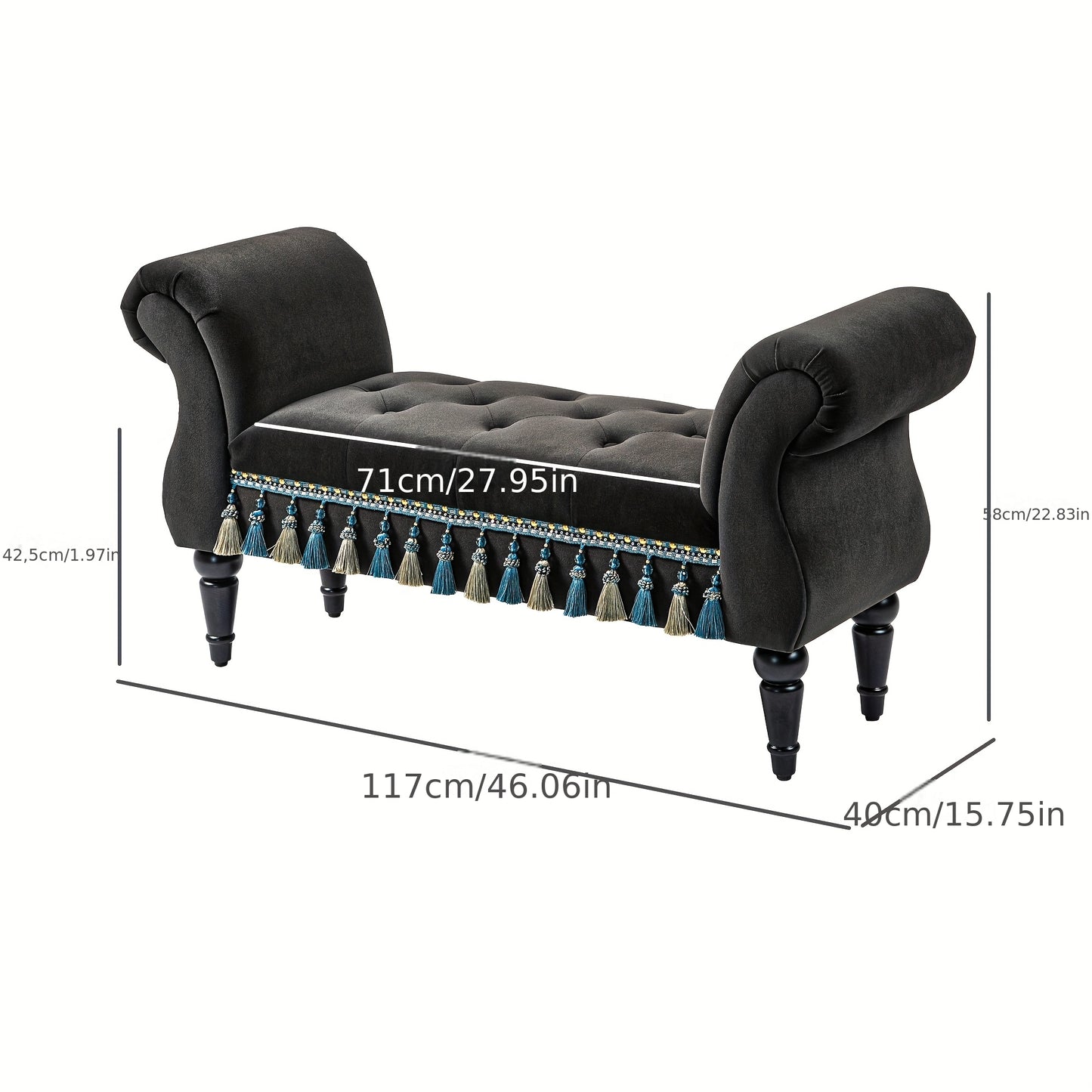 Schoenenbank – Schoenenrek – Halbank – Zitbank – Opbergbank – Met Armleuningen – 150 kg Draagvermogen – 117x44x58 cm Donkergrijs