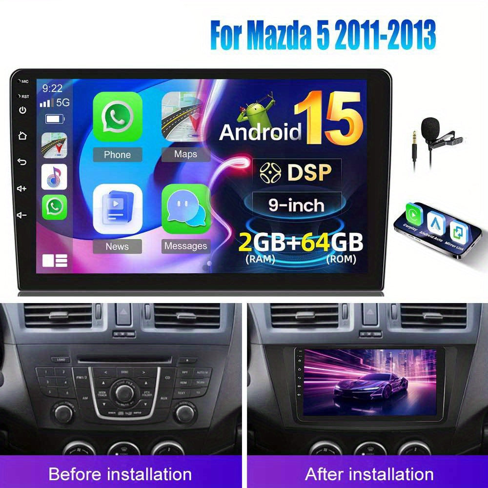Autoradio Mazda 5 – Multimedia Systeem – Navigatie Unit – CarPlay Radio – Android Auto Stereo – 9 Inch HD Touchscreen – WiFi GPS & AHD Achteruitrijcamera