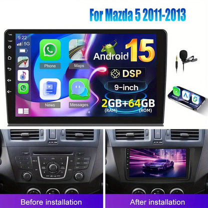 Autoradio Mazda 5 – Multimedia Systeem – Navigatie Unit – CarPlay Radio – Android Auto Stereo – 9 Inch HD Touchscreen – WiFi GPS & AHD Achteruitrijcamera