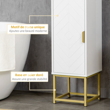 Badkamerkast – Badkamermeubel – Kolomkast – Opbergkast – Wastafelonderkast – Compact Design – MDF Met Gouden Metalen Pootjes