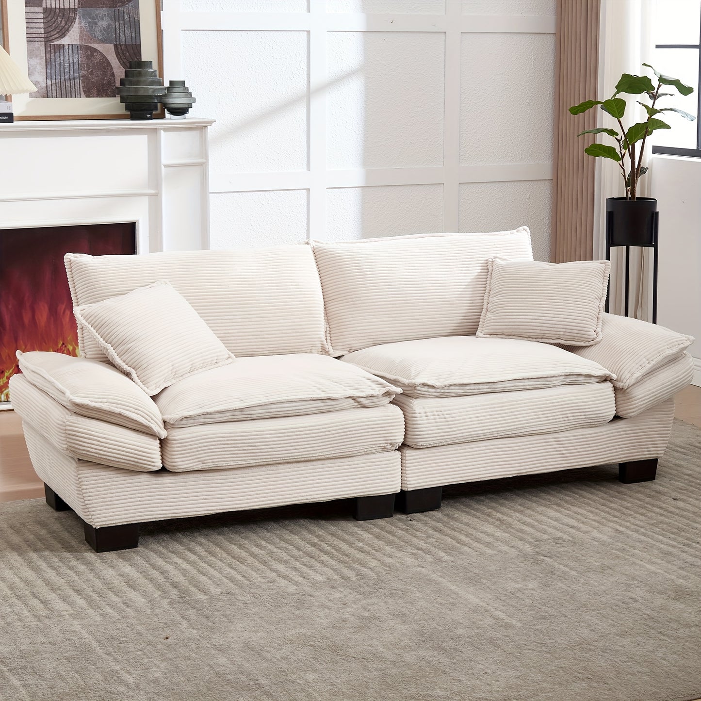 Loveseat – Tweezitsbank – Fauteuil – Zetel – 2-Zitsbank – Modern Minimalistisch Design – Comfortabele Beige Katoenen Vulling