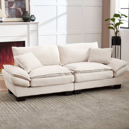 Loveseat – Tweezitsbank – Fauteuil – Zetel – 2-Zitsbank – Modern Minimalistisch Design – Comfortabele Beige Katoenen Vulling