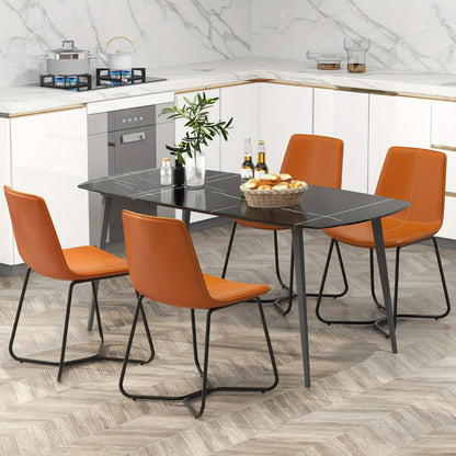 Eetkamerstoelen Set van 2 – Stoelen – Kuipstoelen – Keukenstoelen – Bistrostoelen – PU Leder Bekleding – Metalen Poten – Ergonomisch Comfort – Vintage Design Bruin