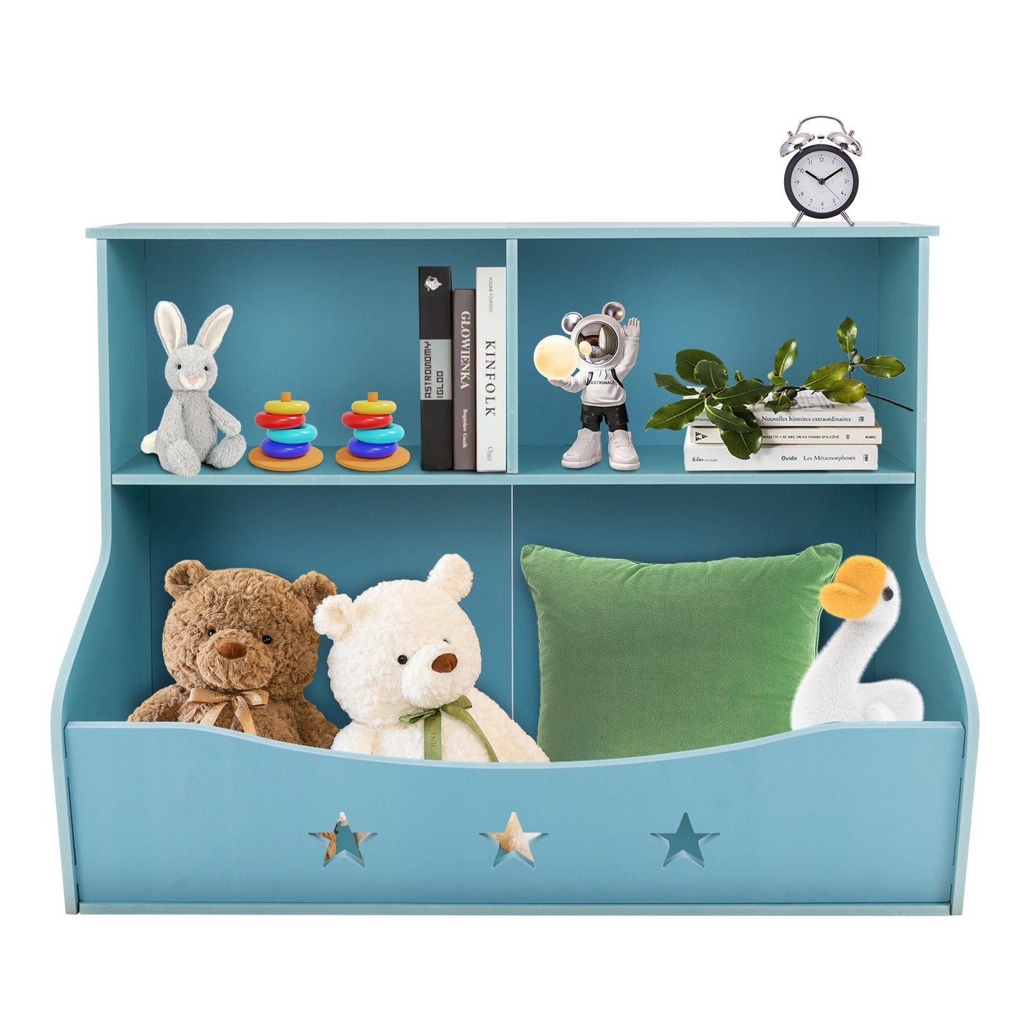 Boekenkast – Boekrek – Boekenplank – Opbergkast – Tijdschriftenrek – Multifunctioneel – Lichtblauw – Ruime Opbergruimte – Stevig PVC Materiaal