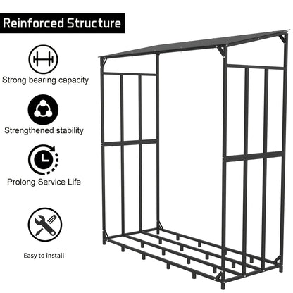Versterkte Houten Stapelrek – Buiten, Zware Staalconstructie – Robuuste Houtopslag voor Open Haard of Tuin