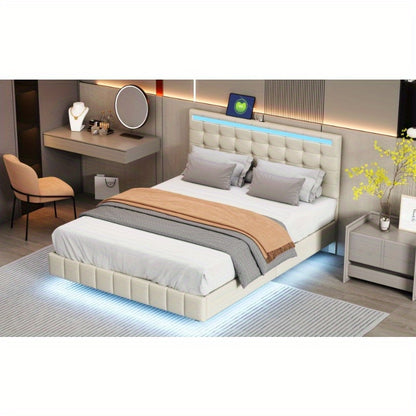 Gestoffeerd Tweepersoonsbed – Luxe Bedframe – Modern Slaapbed – Logeerbed – Linnen Bed – 140x200 cm – Huidvriendelijk Zacht Materiaal – Stevig Metalen Frame