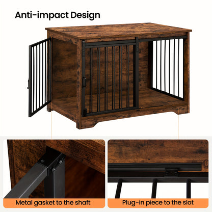 Hondenbench – Hondenkooi – Hondenhok – Reisbench – Hondenhuis – Stijlvol Meubelstuk – 2 Deuren – Stevig Stalen Frame 60x100x68 cm – Draagkracht 100 kg