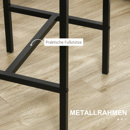 Barkrukken – Barstoelen – Barstoelen Met Rugleuning – Keukenstoelen – Statafel – Metaal – Waterbestendig – 3-delige Barset Rustiek Bruin
