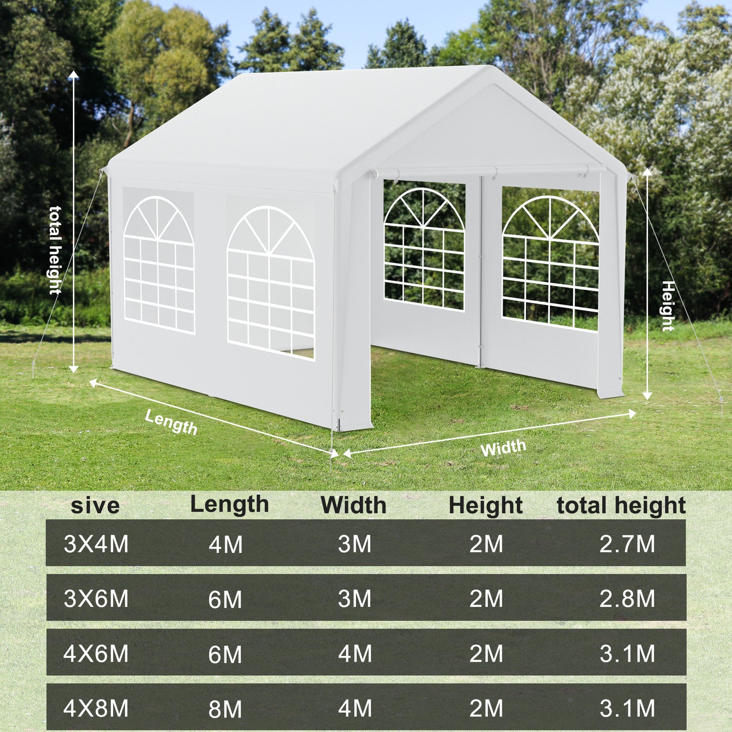 Partytent – Tuinpaviljoen – Feesttent – Vouwtent – Overkapping – 3x6 Meter – Waterdicht PE Doek – UV-bescherming 50+