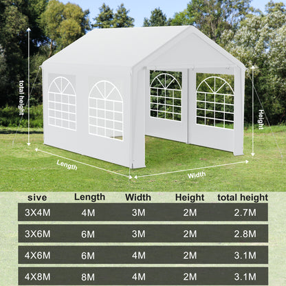 Partytent – Feesttent – Paviljoen – Tuinentent – Tuintent – 3x6 m – Waterdicht – UV-bescherming 50+ – Afneembare Zijpanelen – Stalen Frame