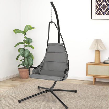 Hangstoel – Schommelstoel – Hangg Chair – Zitzakstoel – Relaxstoel – Stevig Metalen Frame – Comfortabel Gewatteerd Kussen – Max Draagkracht 120 kg – Grijs