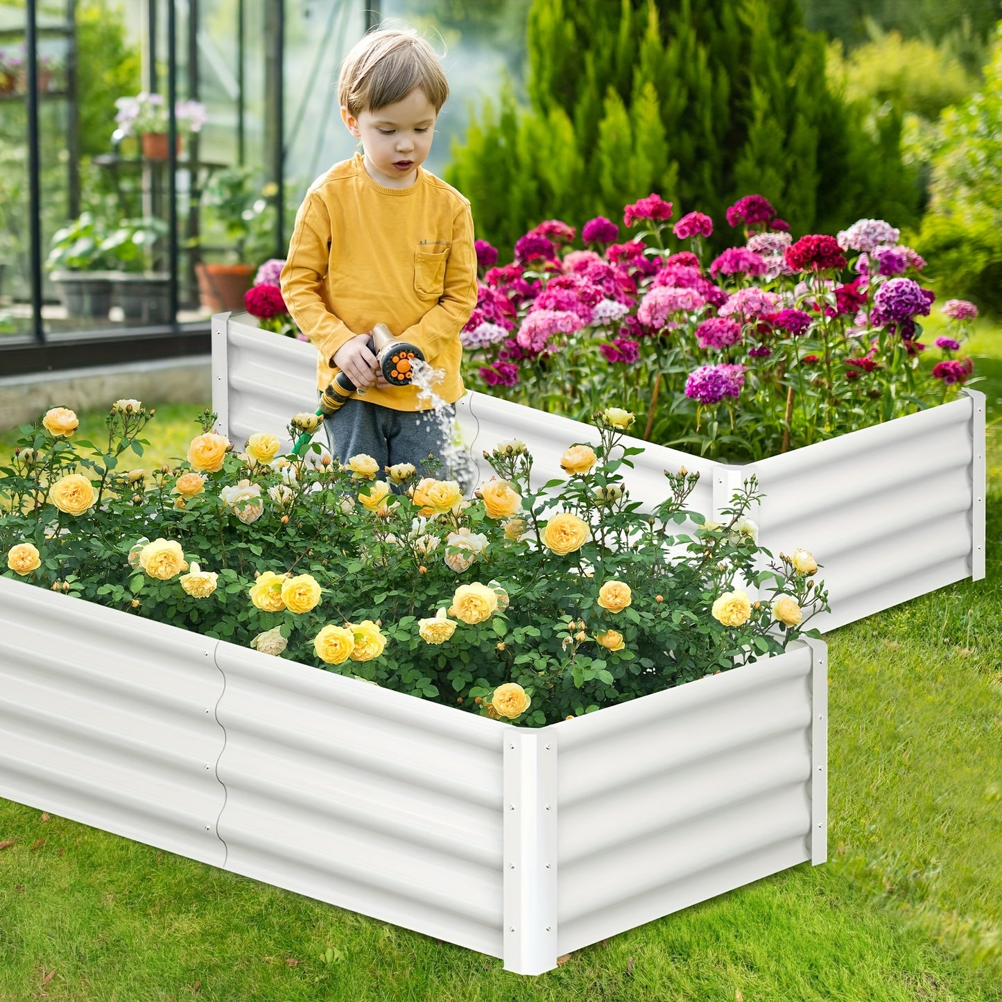 Galvanized Raised Garden Bed - Outdoor Rectangular Metal Planter for Vegetables, Flowers & Herbs, 182.88x91.44x60.96cm