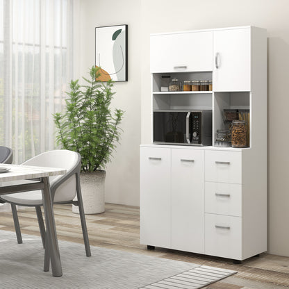 Keukenkast – Buffetkast – Opbergkast – Ladekast – Voorraadkast – Wit – 3 Lades & 3 Planken – Compact 89x39,5x168 cm