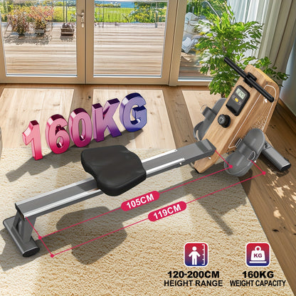 Roeitrainer – Roeimachine – Fitnessapparaat – Hometrainer – Workoutmachine – Magnetische Weerstand 16 Niveaus – Compact Verticaal Opvouwbaar – Grijs – 150 kg Draaggewicht – Draadloze Monitor