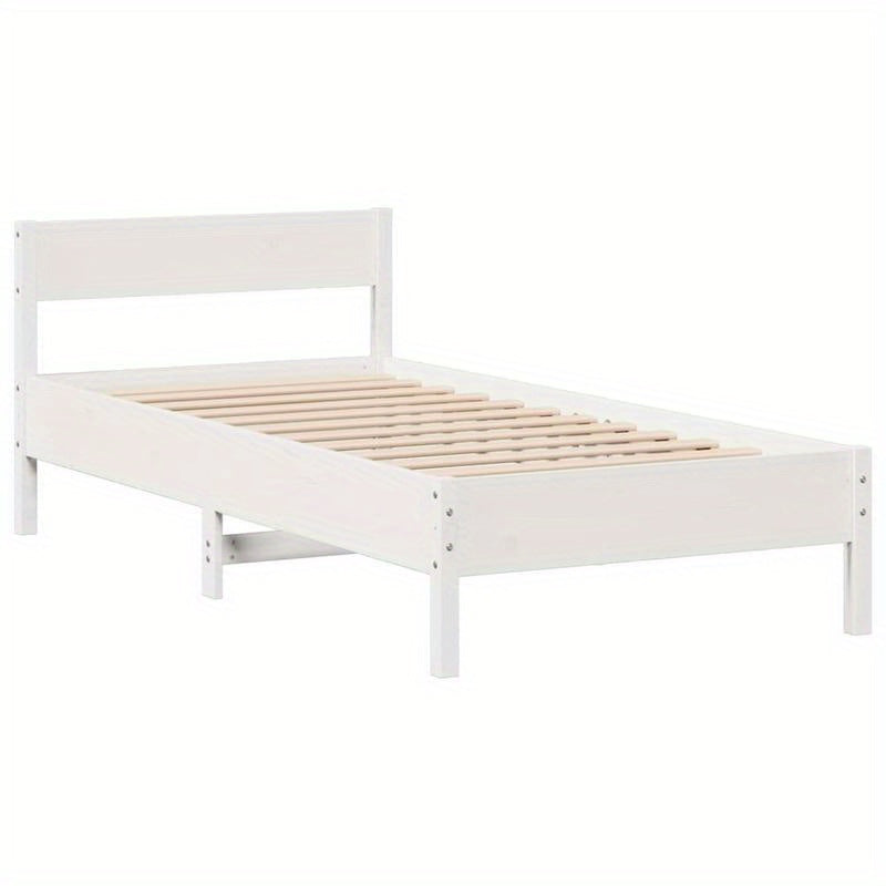 Massief Houten Bed – Houten Bedframe – Eenpersoonsbed – Slaapbank – Stijlvol Bed – Wit – 90x190 cm – Praktisch Demontabel Ontwerp – Koninklijk Design