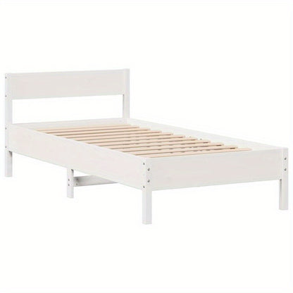 Massief Houten Bed – Houten Bedframe – Eenpersoonsbed – Slaapbank – Stijlvol Bed – Wit – 90x190 cm – Praktisch Demontabel Ontwerp – Koninklijk Design