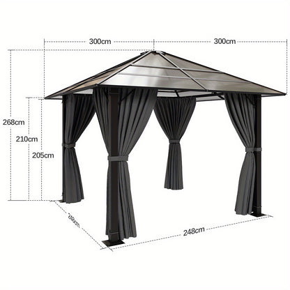 Gazebo – Tuinkamer – Tuinhuis – Partytent – Overkapping – 3x3 meter – Stevig Aluminium Frame – Warmtebestendige Metaal Kolommen