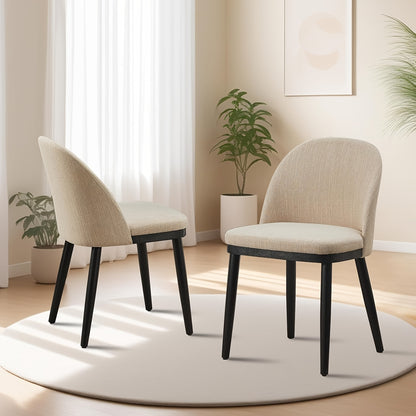 Eetkamerstoelen – Stoelen – Tuinstoelen – Keukenstoelen – Bistrostoelen – Set van 2 – Memory Foam Zitting – Beige Stofframe