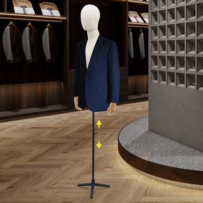 Adjustable Male Dress Form Mannequin with Poseable, Hands & Limbs - Heavy-Duty Tripod Base, Height 134.62cm-193.04cm, Compatible for Retail Store Display, Tailor Shop & Clothing Presentation - Assembly & Posture Adjustment (D