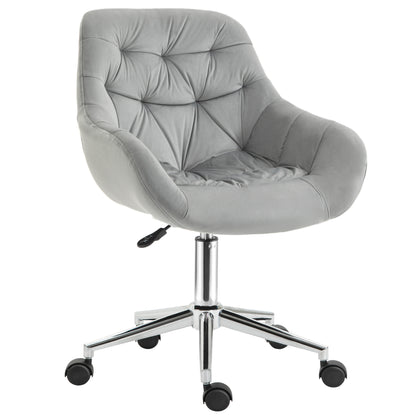 Bureaustoel – Kantoorstoel – Draaistoel – Gamestoel – Computerstoel – Verstelbare Zithoogte – Comfortabele Polyester Zitting – Grijs 59x58x80-90 cm